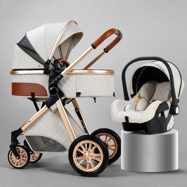 Luxury Baby Stroller 3 in 1 High Landscape Baby Cart portable Pushchair Baby Cradle Infant Carrier | buy buy