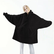 Winter Women Double-faced Fleece Hoodie Blanket Oversize Large Pocket Warm Couple Loose Sweatshirts Women And Men Robe