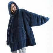 Winter Women Double-faced Fleece Hoodie Blanket Oversize Large Pocket Warm Couple Loose Sweatshirts Women And Men Robe