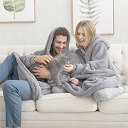 Winter Women Double-faced Fleece Hoodie Blanket Oversize Large Pocket Warm Couple Loose Sweatshirts Women And Men Robe