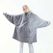 Winter Women Double-faced Fleece Hoodie Blanket Oversize Large Pocket Warm Couple Loose Sweatshirts Women And Men Robe